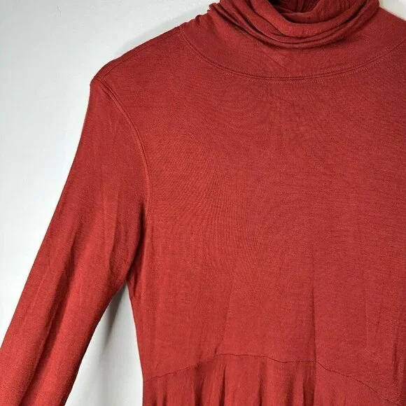 Peruvian Connection Red Knit Long Sleeve Asymmetric Lagenlook Tunic Dress S - Picture 10 of 13